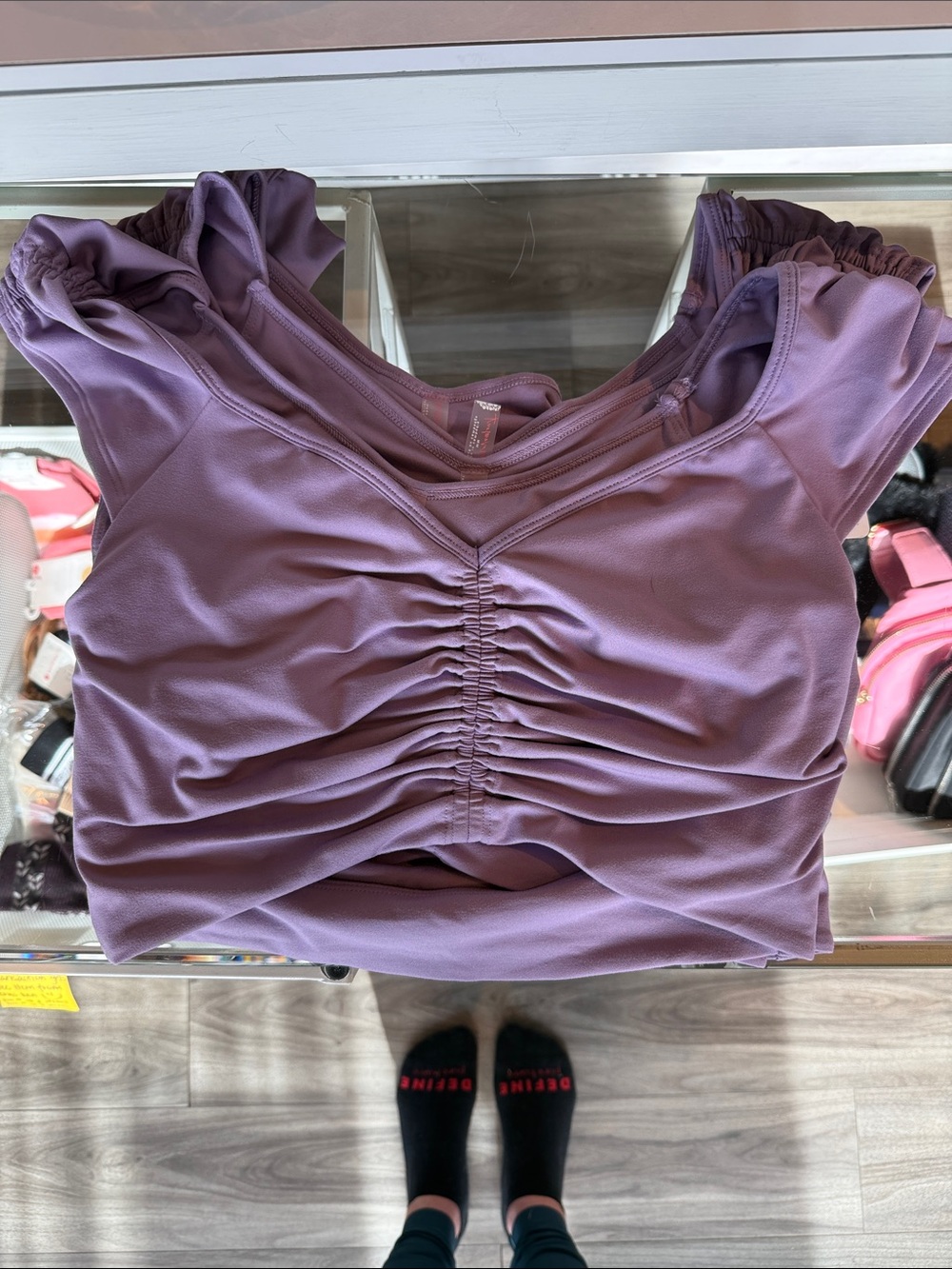 Free People Lavender Ruched Crop Tank